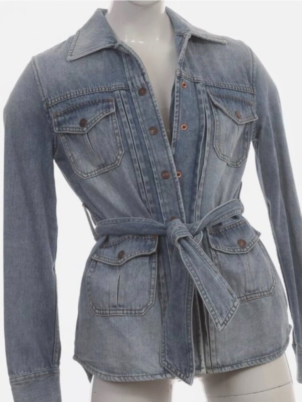 Zimmerman Denim Pleated Belted Jacket Coat Size 0